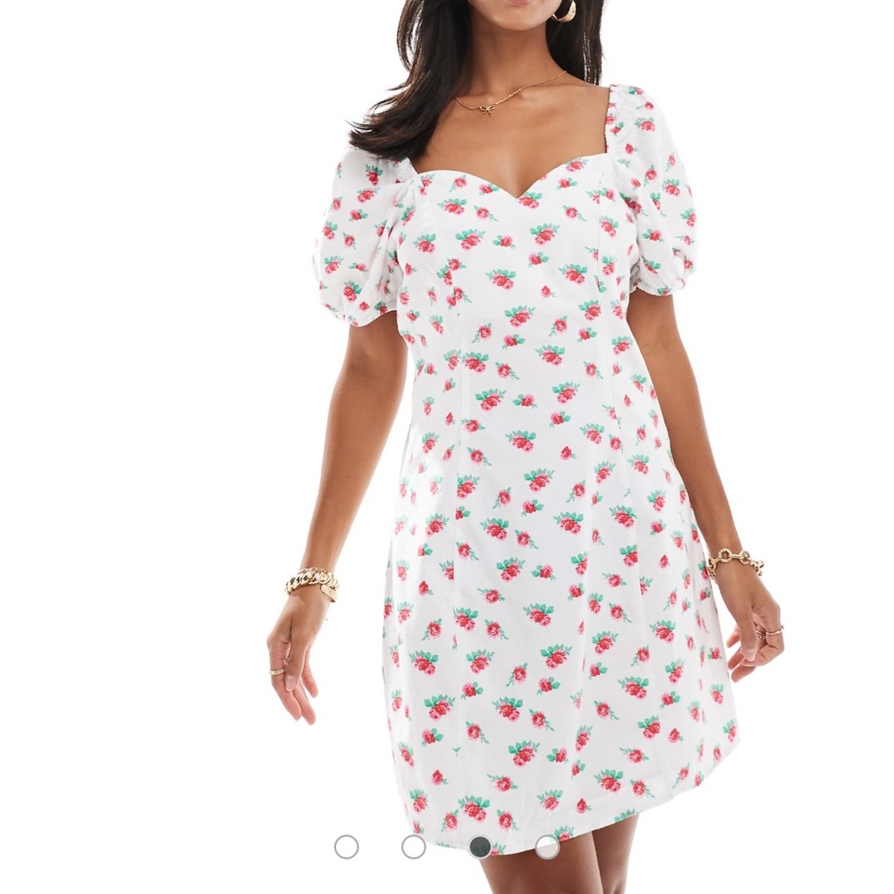 Vero Moda Mini Dress | White Red Pink Rose Print